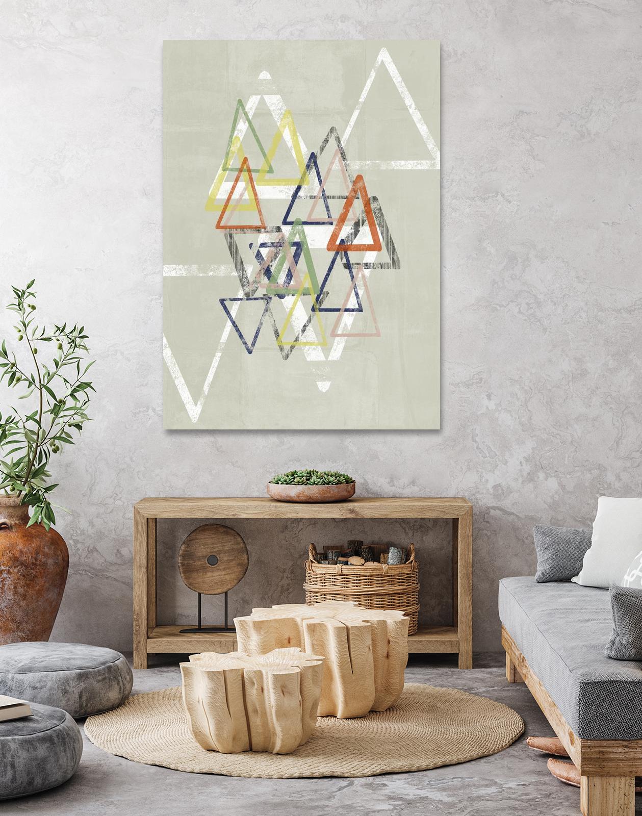 Stamped Triangles II by Jennifer Goldberger on GIANT ART - beige abstract geometrical