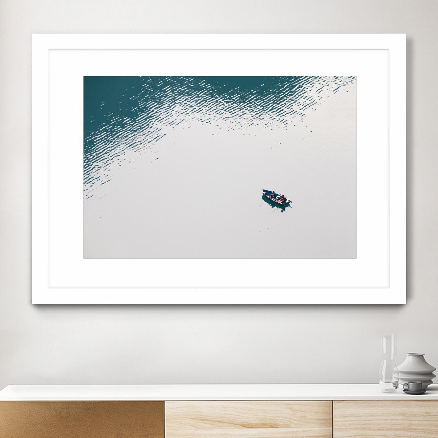 Lonely boat by Pexels on GIANT ART - blue nautical