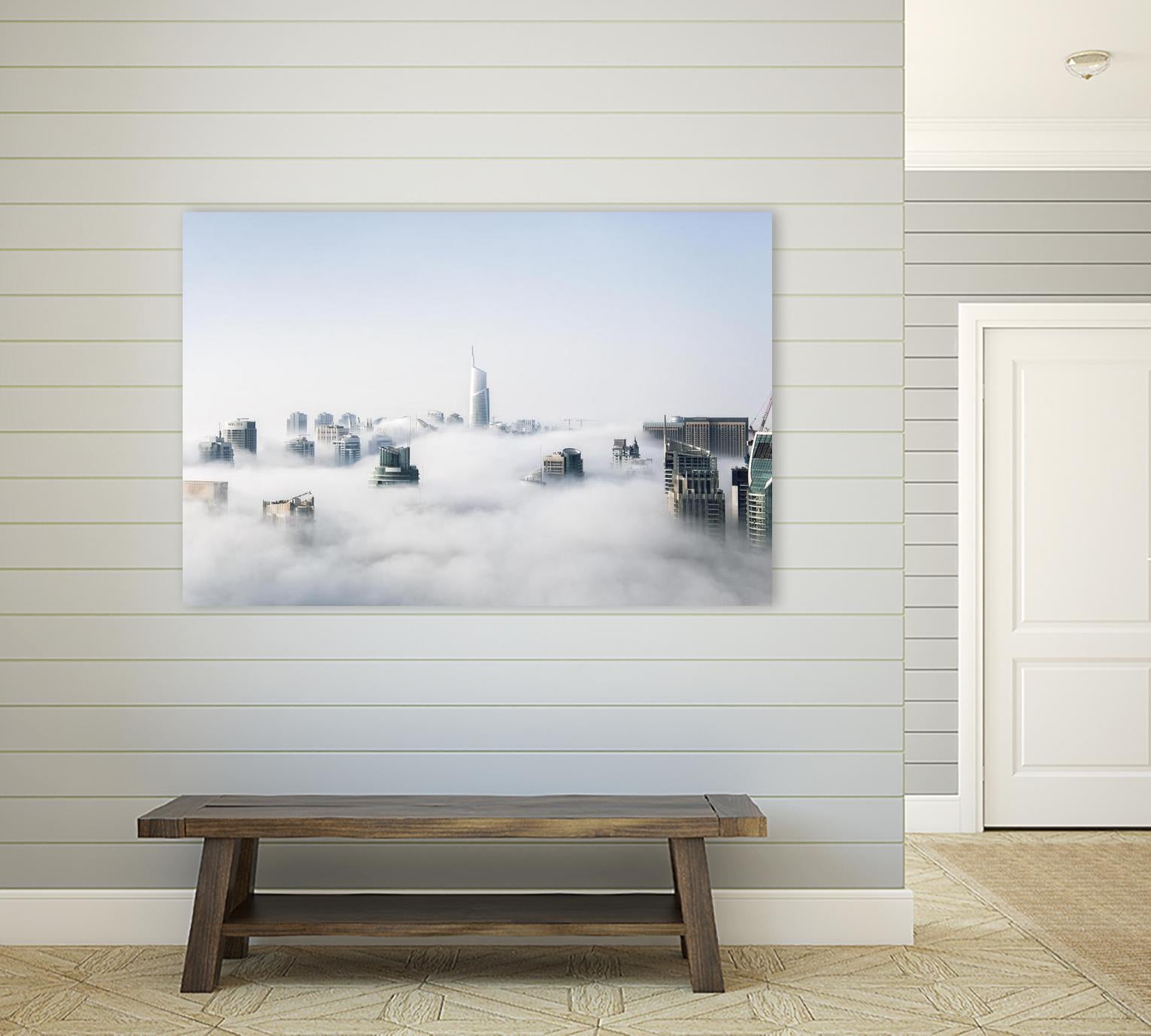 On top of the city by Pexels on GIANT ART - white city scene city above clouds