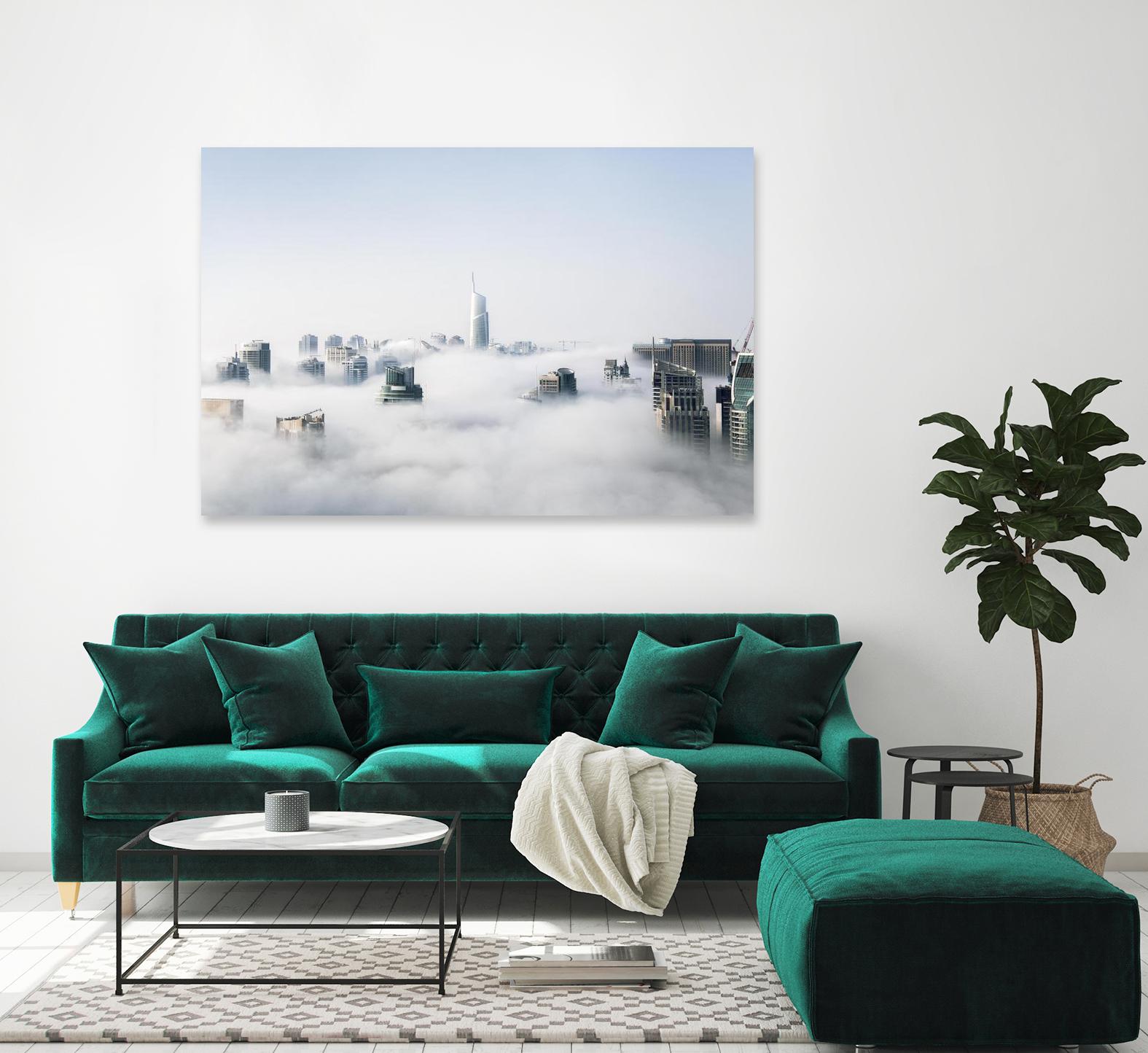 On top of the city by Pexels on GIANT ART - white city scene city above clouds