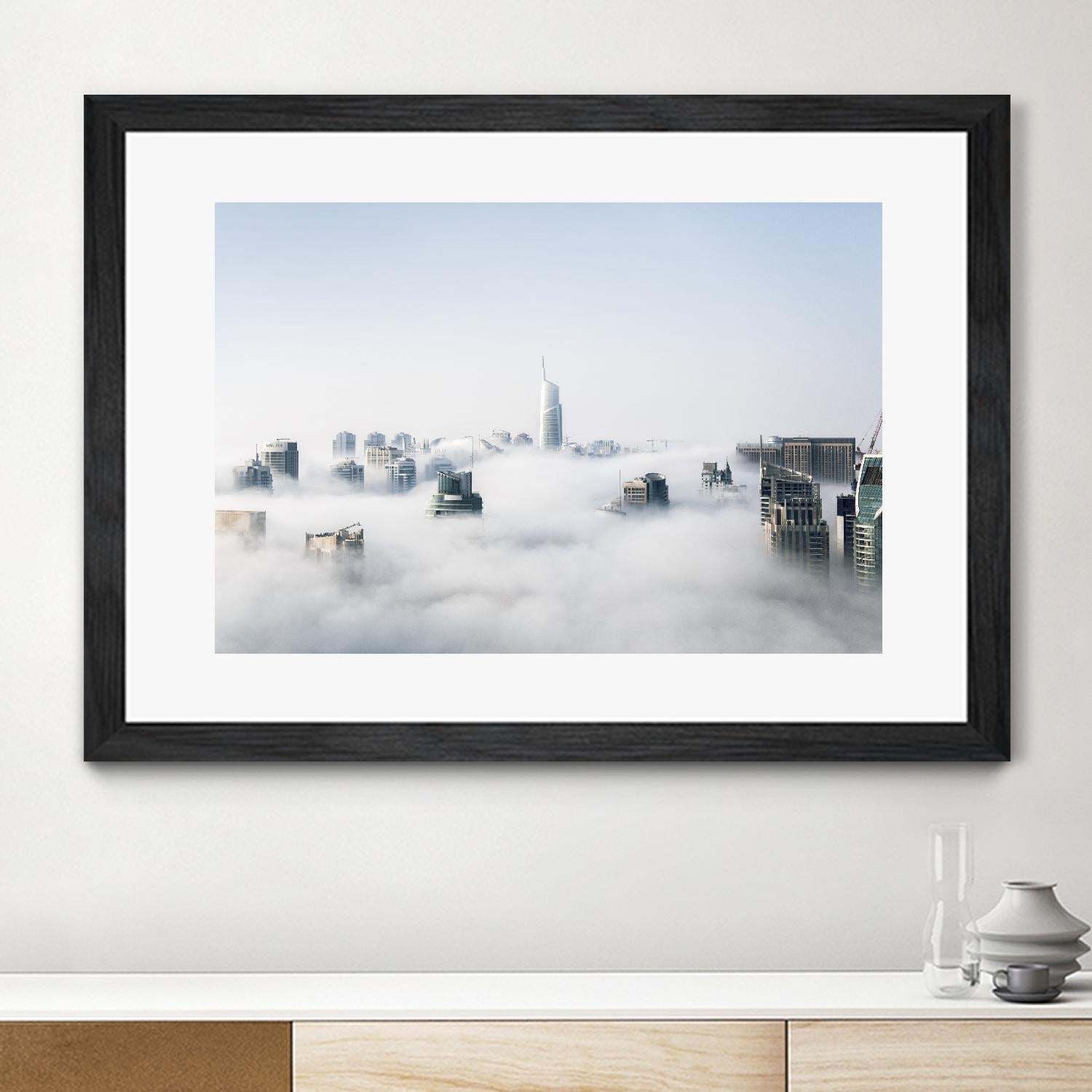 On top of the city by Pexels on GIANT ART - white city scene city above clouds