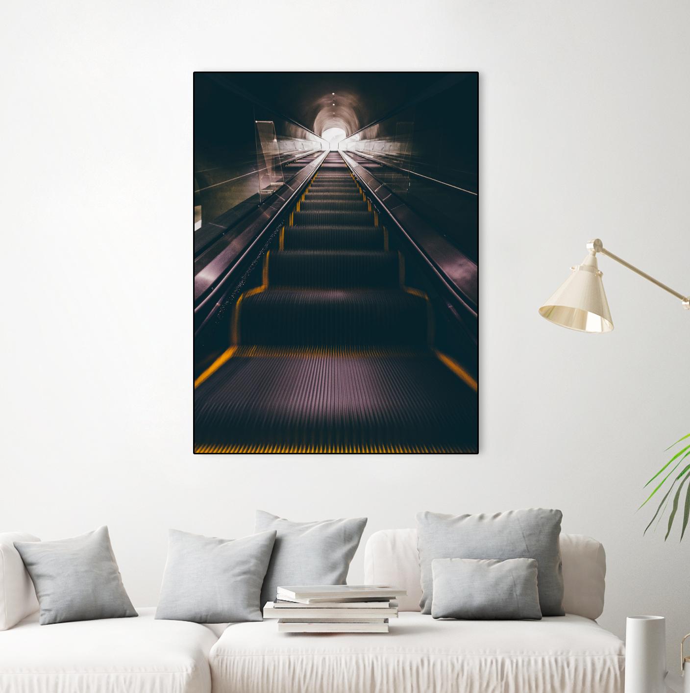 Escalator by Pexels on GIANT ART - yellow architectural