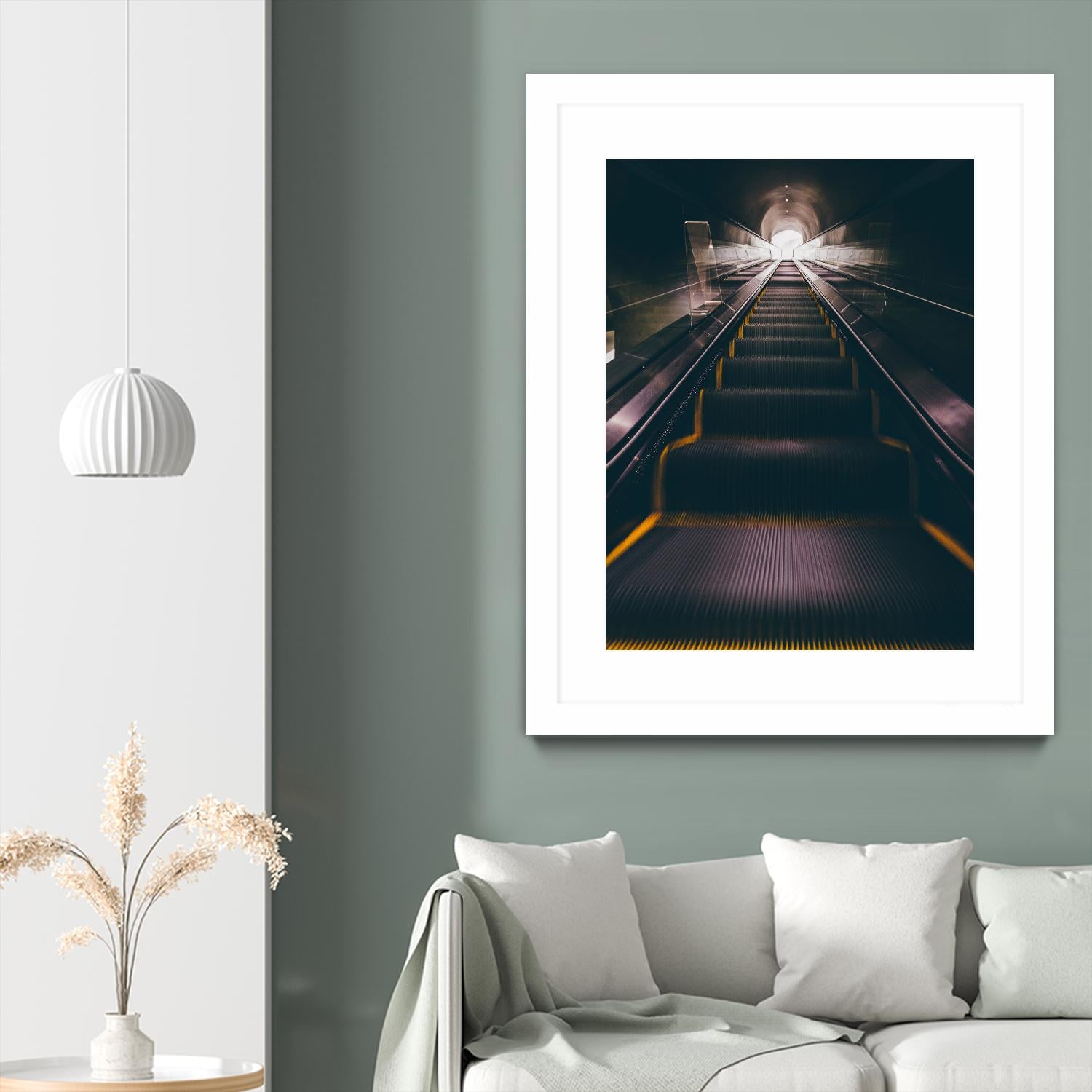 Escalator by Pexels on GIANT ART - yellow architectural