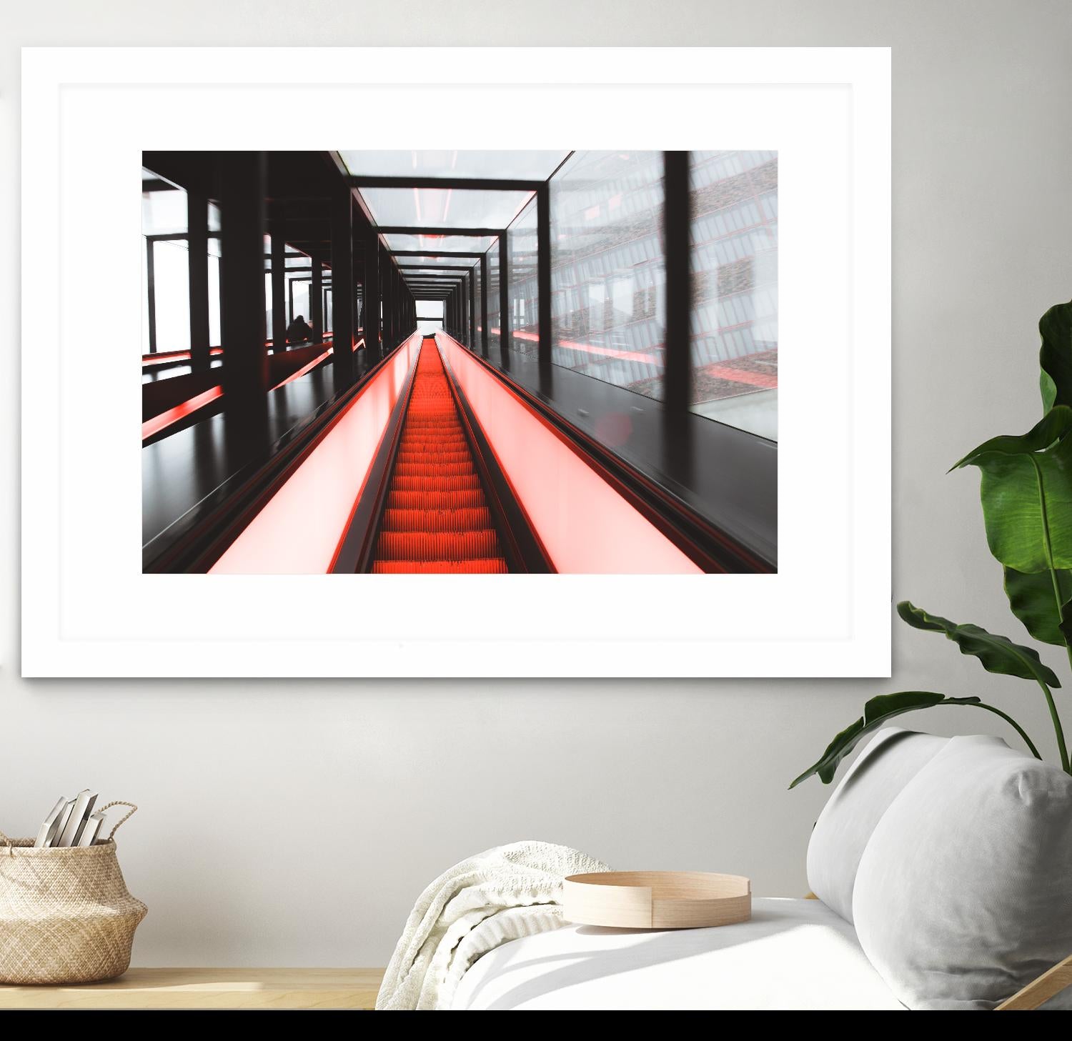 Red escalator by Pexels on GIANT ART - black photo art