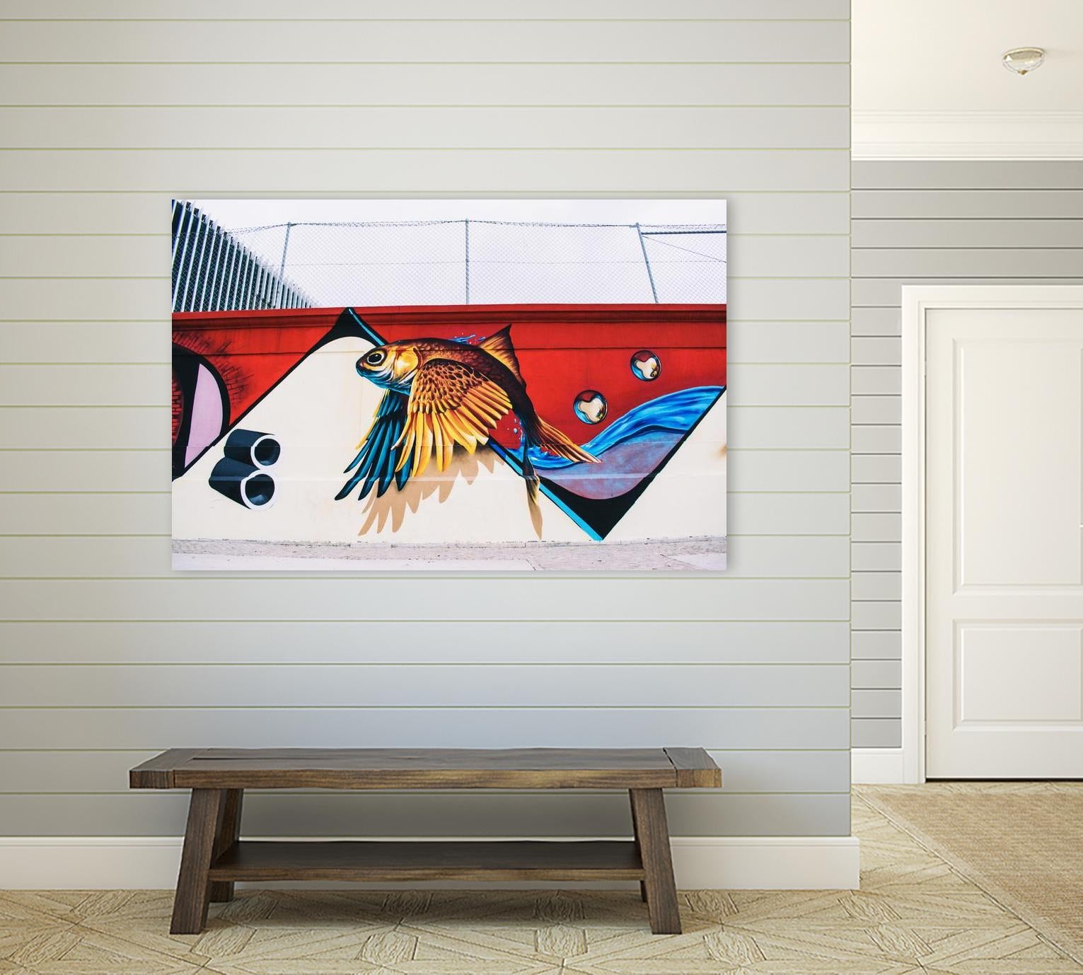 Flying fish graffiti by Pexels on GIANT ART - blue architectural