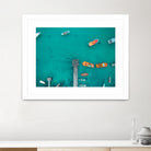 Boat traffic by Pexels on GIANT ART - orange sea scene