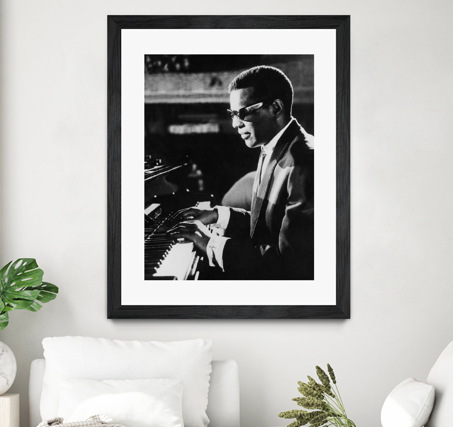 Ray Charles At The Piano by Bridgeman Images  on GIANT ART - black and white photography