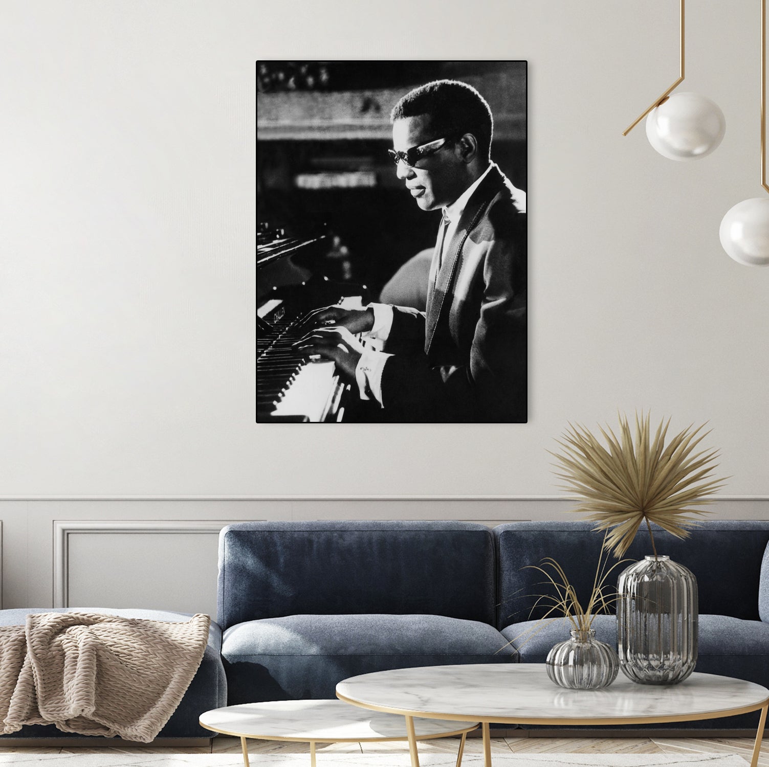 Ray Charles At The Piano by Bridgeman Images  on GIANT ART - black and white photography