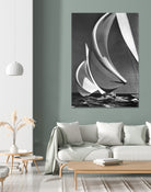 Two sailboats racing with their spinakers on a reach, 1940s  by Bridgeman Images on GIANT ART - black and white  photography