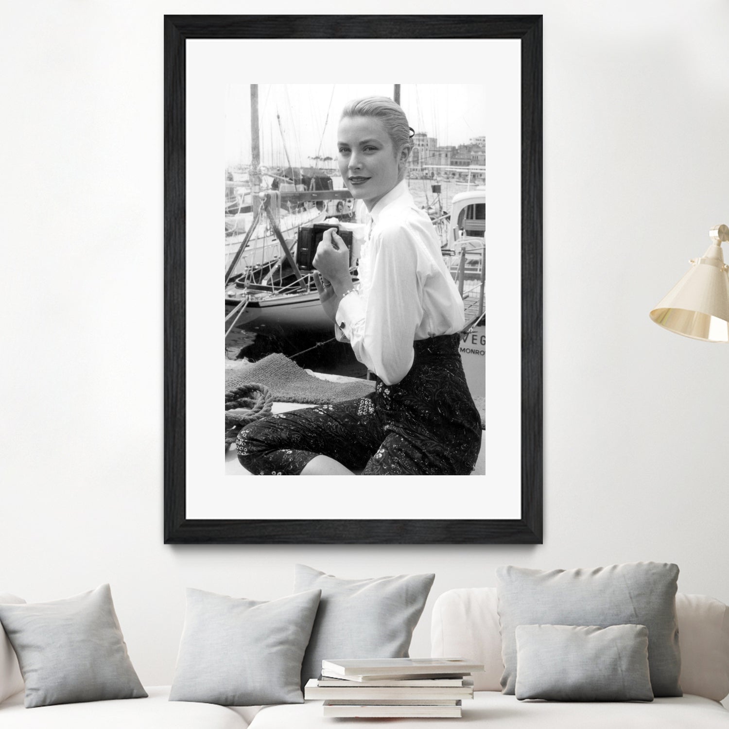 Grace Kelly During Cannes Festival on May 6, 1955 by Bridgeman Images  on GIANT ART - black and white photography