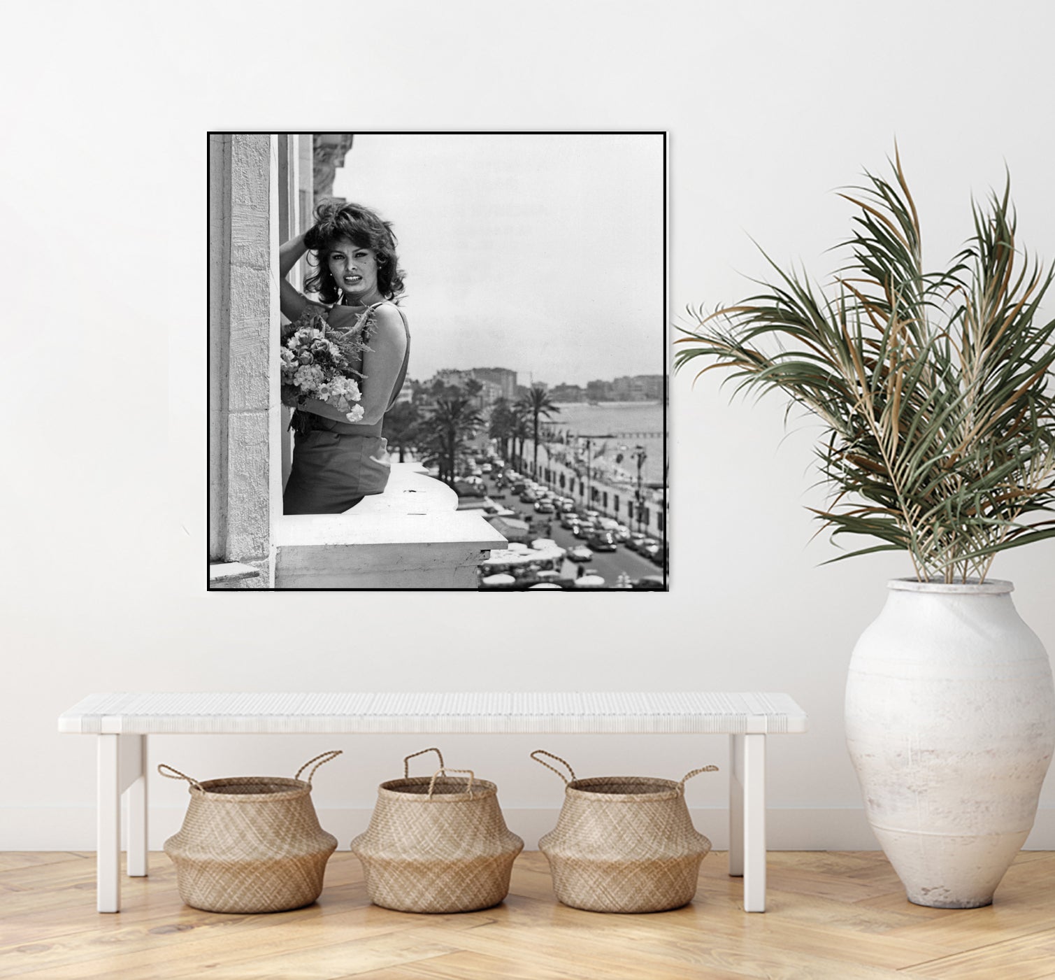 Sophia Loren during Cannes Festival on May 13, 1959 at The Balcony of Carlton Hotel by Bridgeman Images on GIANT ART - black and white photography