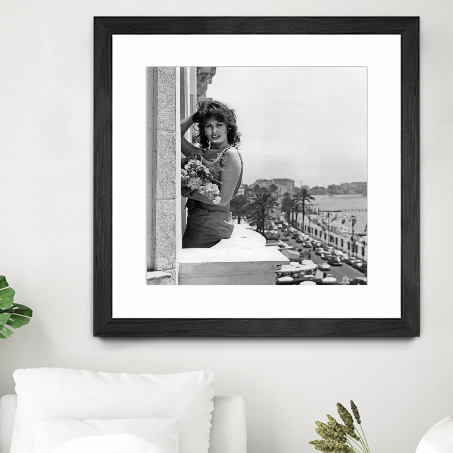 Sophia Loren during Cannes Festival on May 13, 1959 at The Balcony of Carlton Hotel by Bridgeman Images on GIANT ART - black and white photography