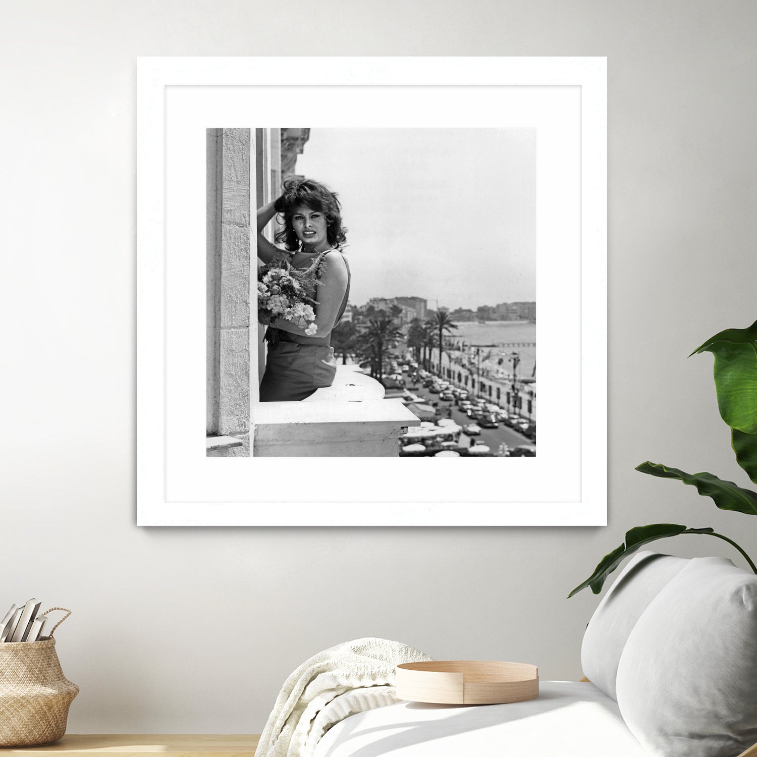 Sophia Loren during Cannes Festival on May 13, 1959 at The Balcony of Carlton Hotel by Bridgeman Images on GIANT ART - black and white photography