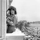 Sophia Loren during Cannes Festival on May 13, 1959 at The Balcony of Carlton Hotel by Bridgeman Images on GIANT ART - black and white photography