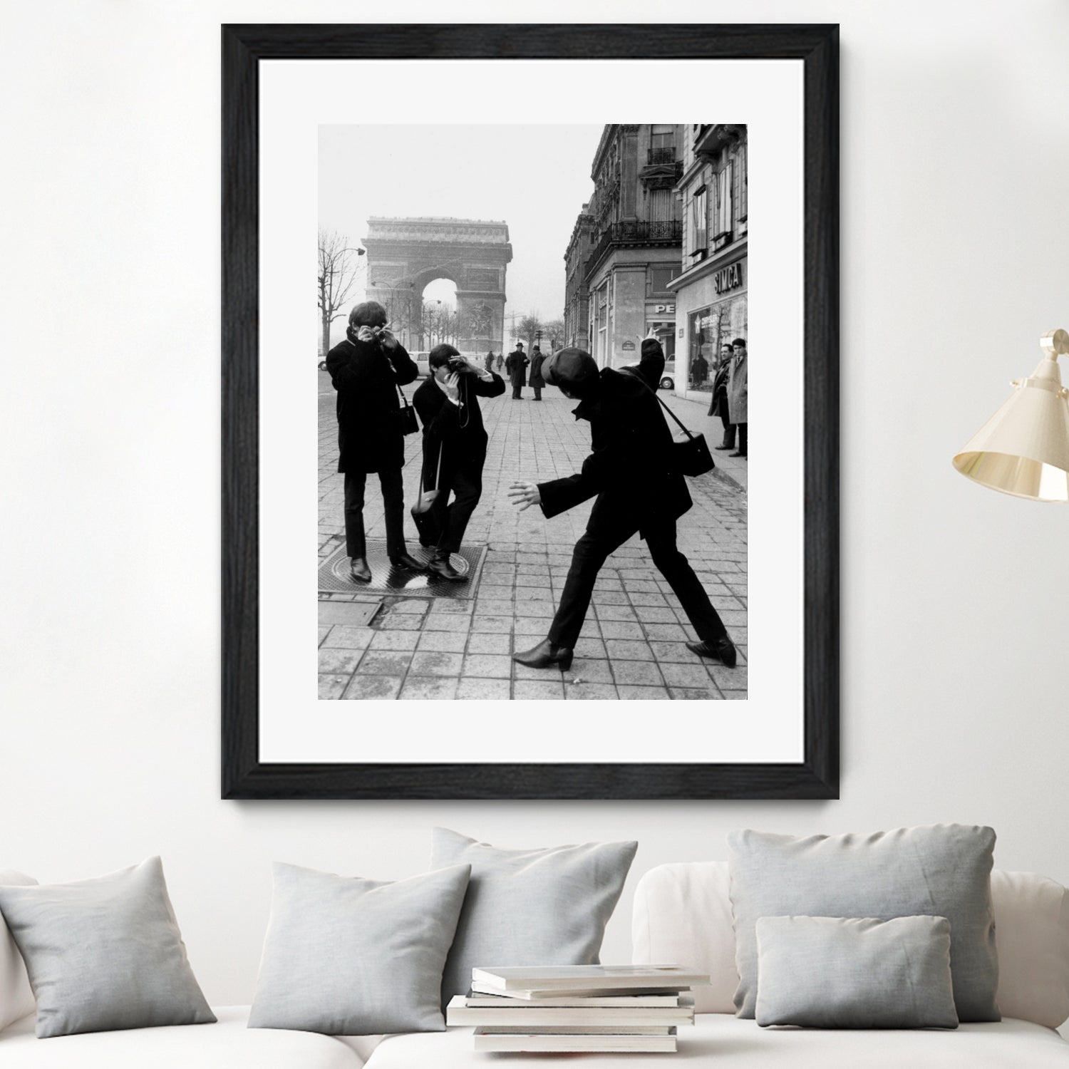 The Beatles in Paris : John Lennon Photographed By George Harrison and Paul McCartney on Champs Elysees in Paris January 15, 1964  by bridgeman Images  on GIANT ART - black and white photography