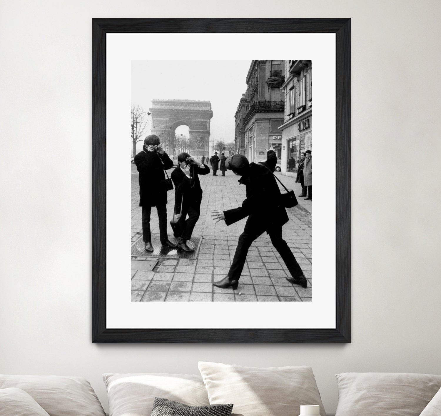 The Beatles in Paris : John Lennon Photographed By George Harrison and Paul McCartney on Champs Elysees in Paris January 15, 1964  by bridgeman Images  on GIANT ART - black and white photography