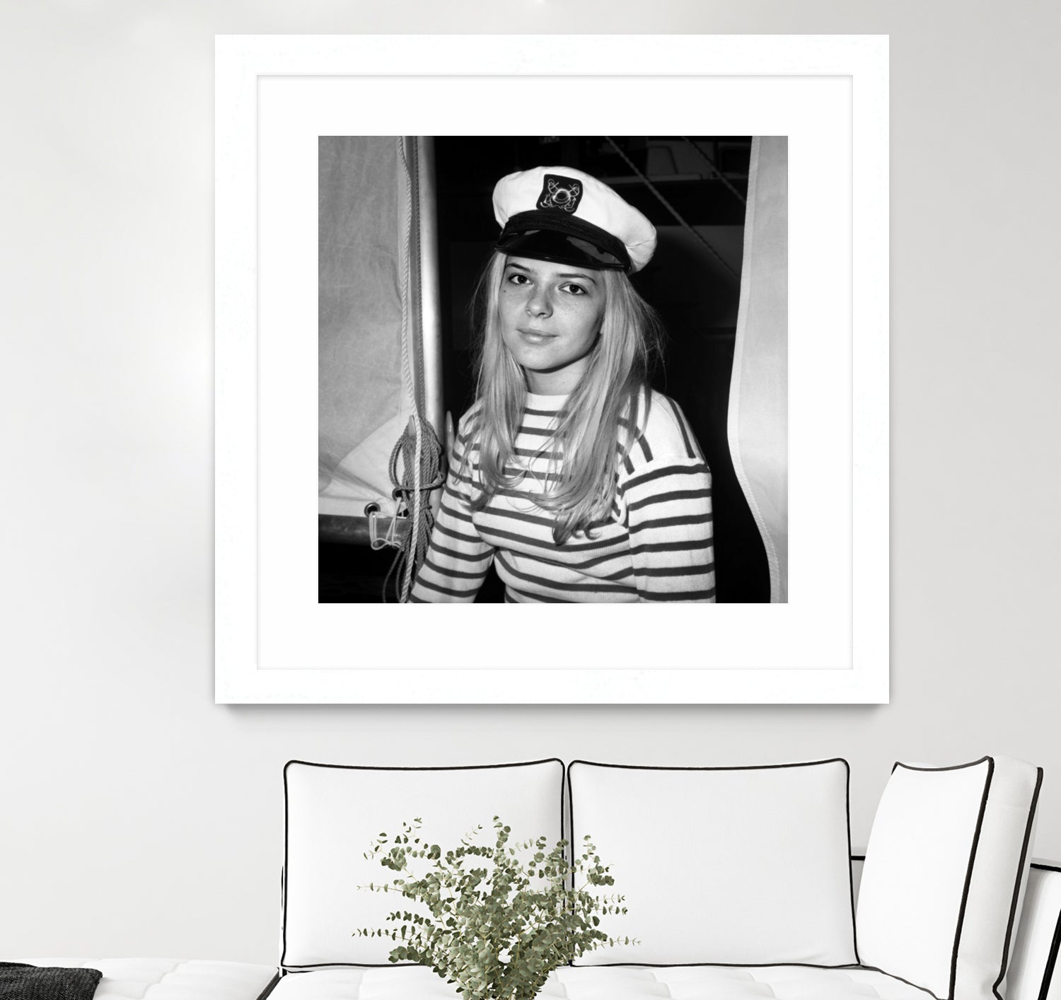 French Singer France Gall With Sailor Suit at Sailing Show, Paris, 17th January 1968 by Bridgeman Images on GIANT ART - black and white photography 