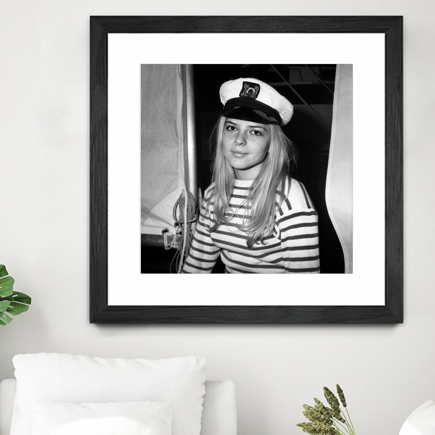 French Singer France Gall With Sailor Suit at Sailing Show, Paris, 17th January 1968 by Bridgeman Images on GIANT ART - black and white photography 