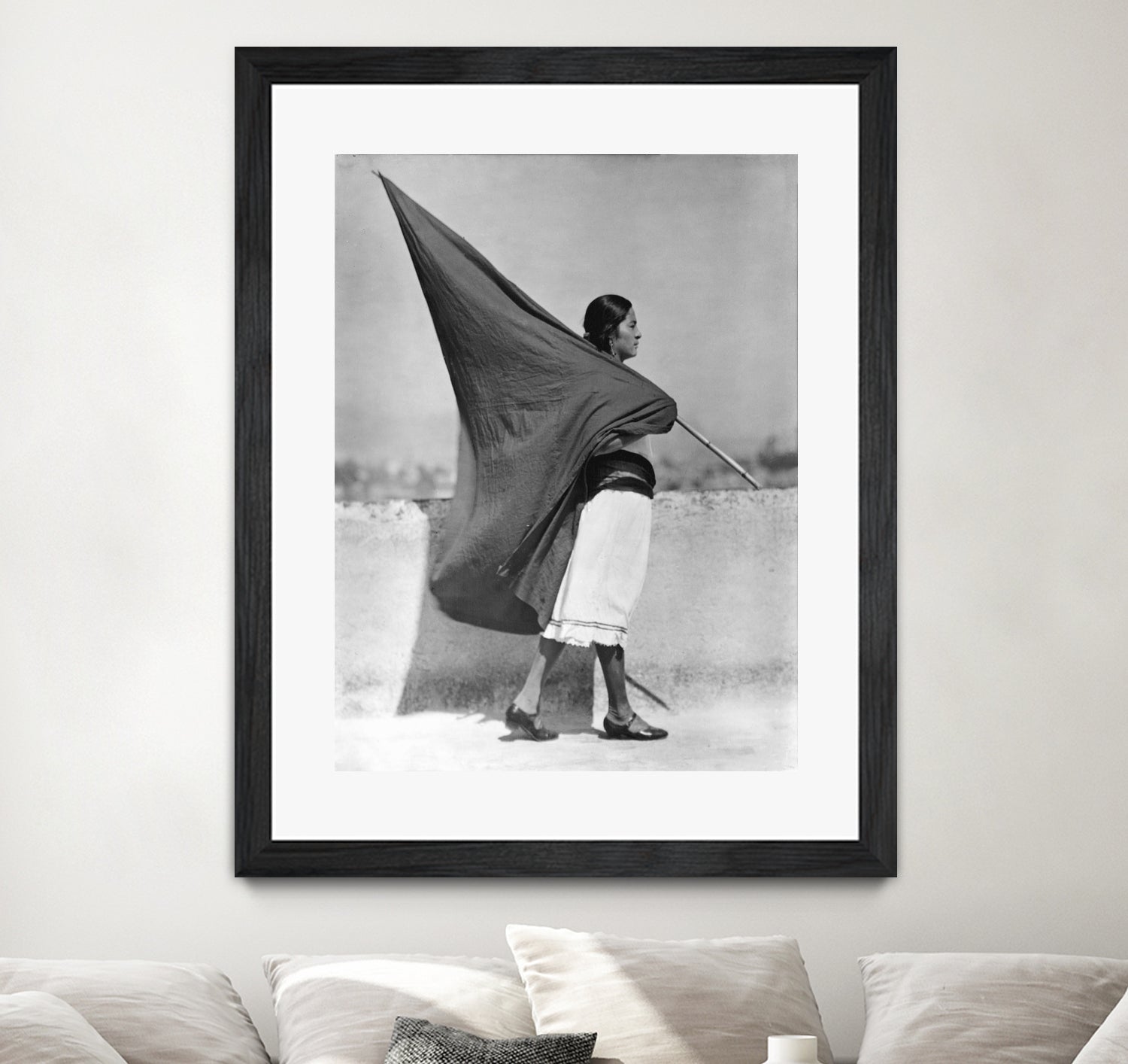 Woman with Flag, Mexico City, 1928 by Bridgeman Images  on GIANT ART - black and white photography