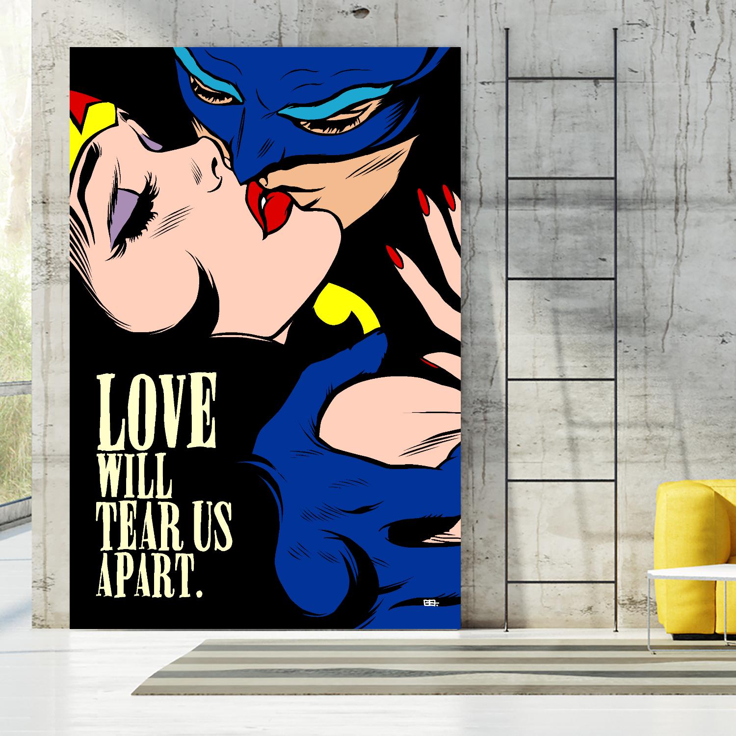 Love Vigilantes by Butcher Billy on GIANT ART - red digital batman kissing 