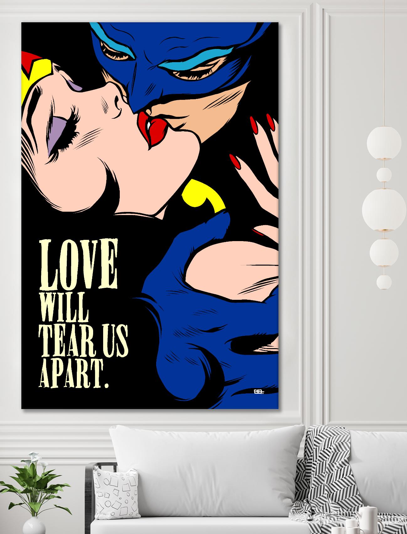 Love Vigilantes by Butcher Billy on GIANT ART - red digital batman kissing 