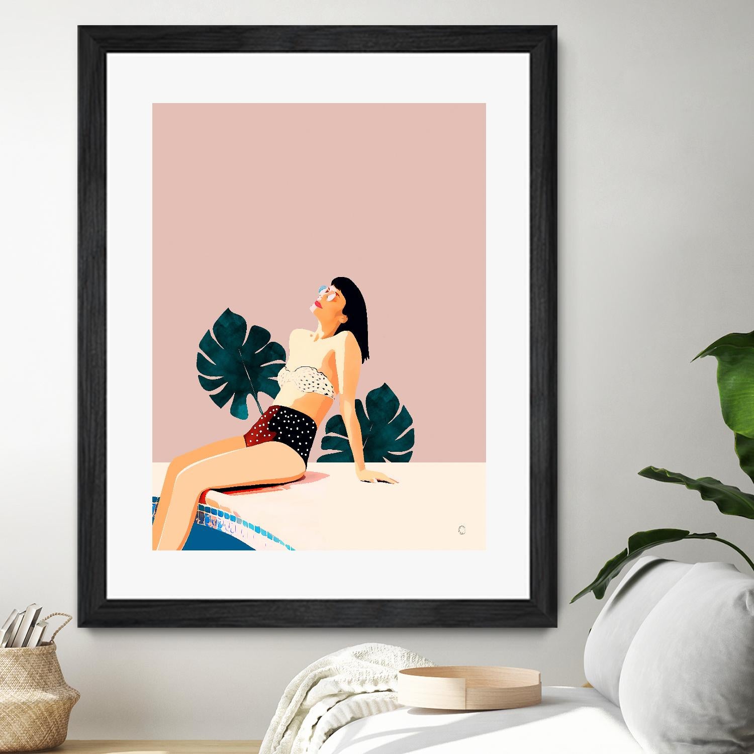 Sunday by 83 Oranges on GIANT ART - pink illustration pool