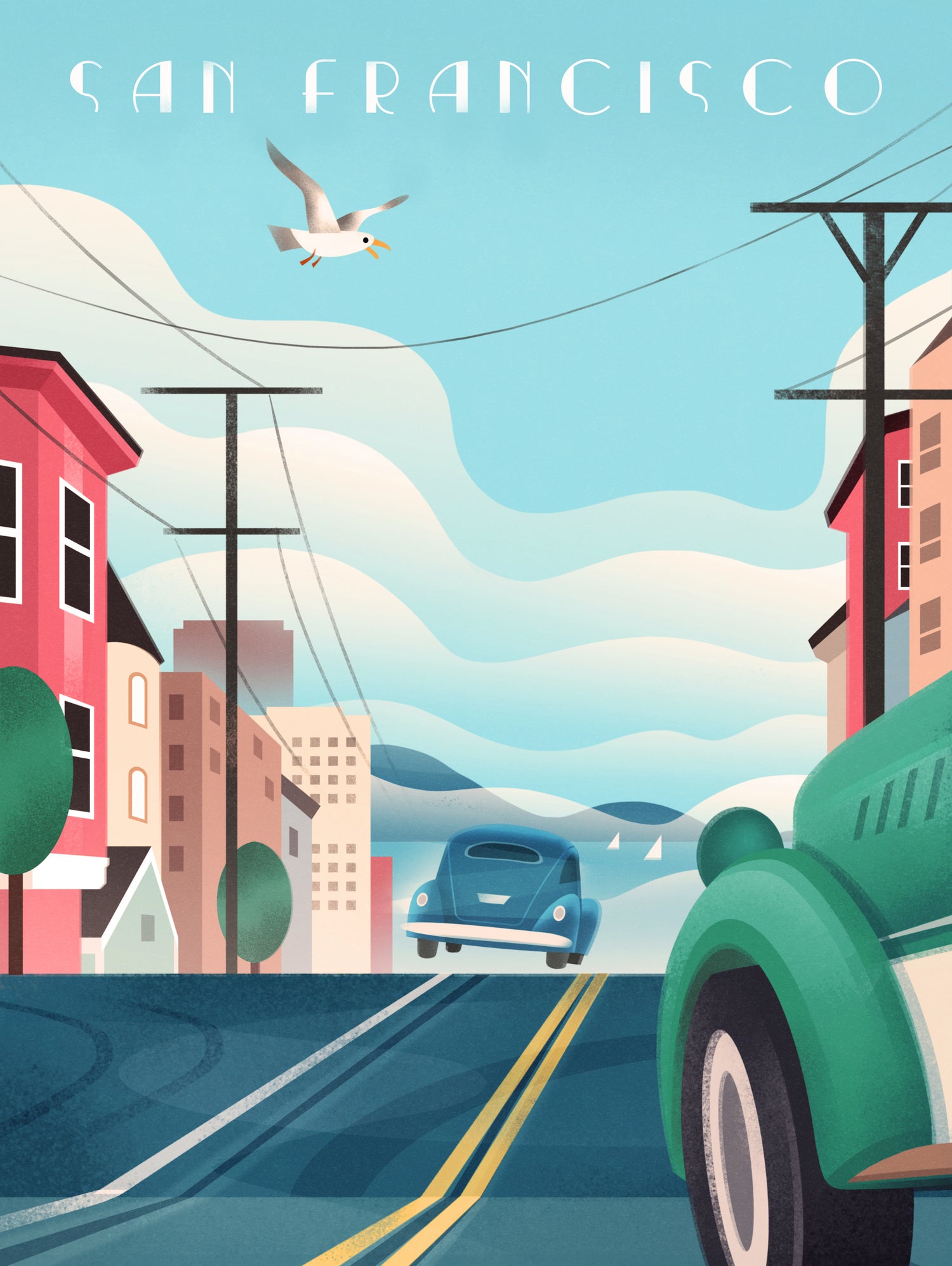 Art Deco San Francisco Car Chase by Martin Wickstrom on GIANT ART