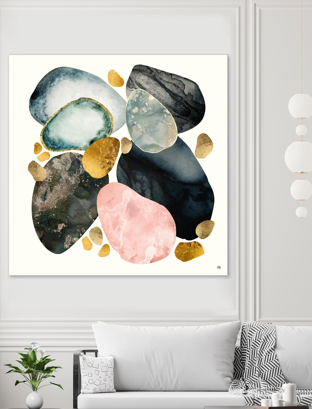 Pebble Abstract by SpaceFrog Designs on GIANT ART - gold shapes