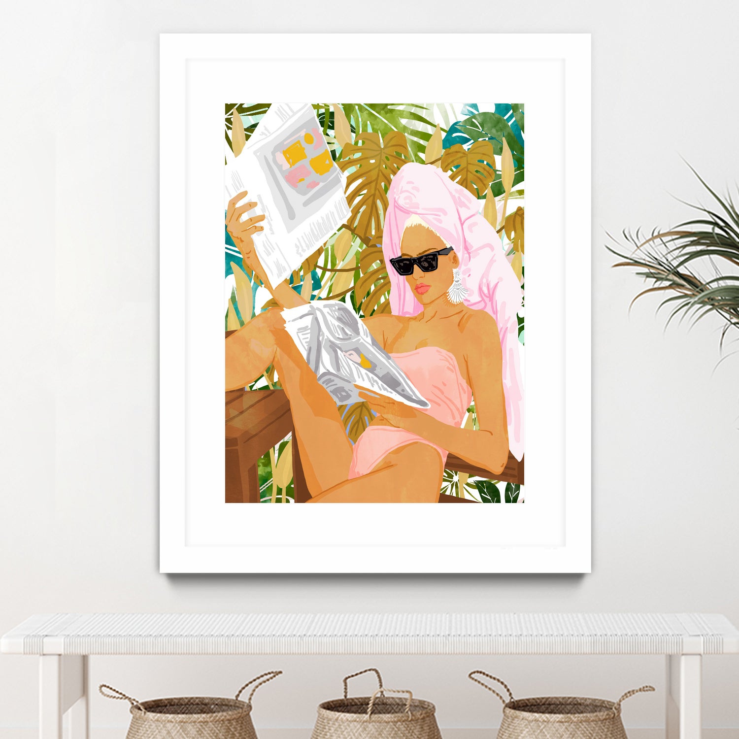 Vacay News by 83 Oranges on GIANT ART - white digital women reading 