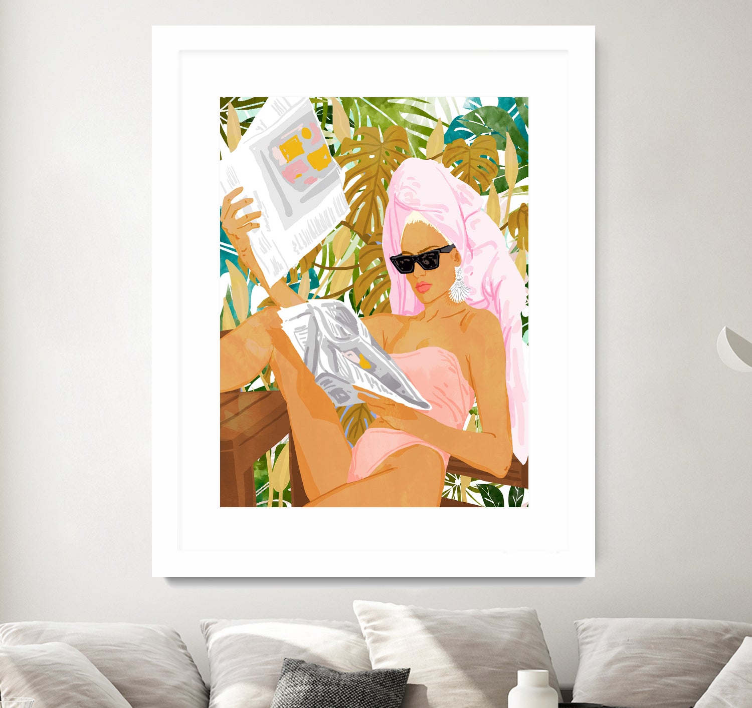 Vacay News by 83 Oranges on GIANT ART - white digital women reading 