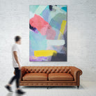 brush painting texture abstract in blue pink yellow green by mrvell on GIANT ART