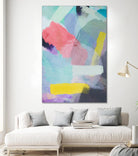 brush painting texture abstract in blue pink yellow green by mrvell on GIANT ART