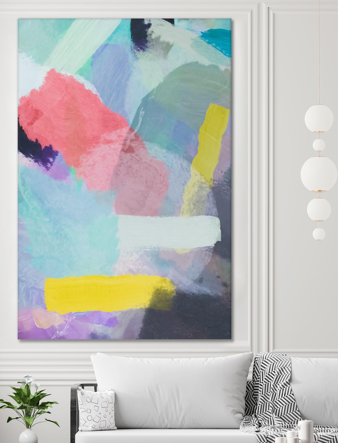 brush painting texture abstract in blue pink yellow green by mrvell on GIANT ART