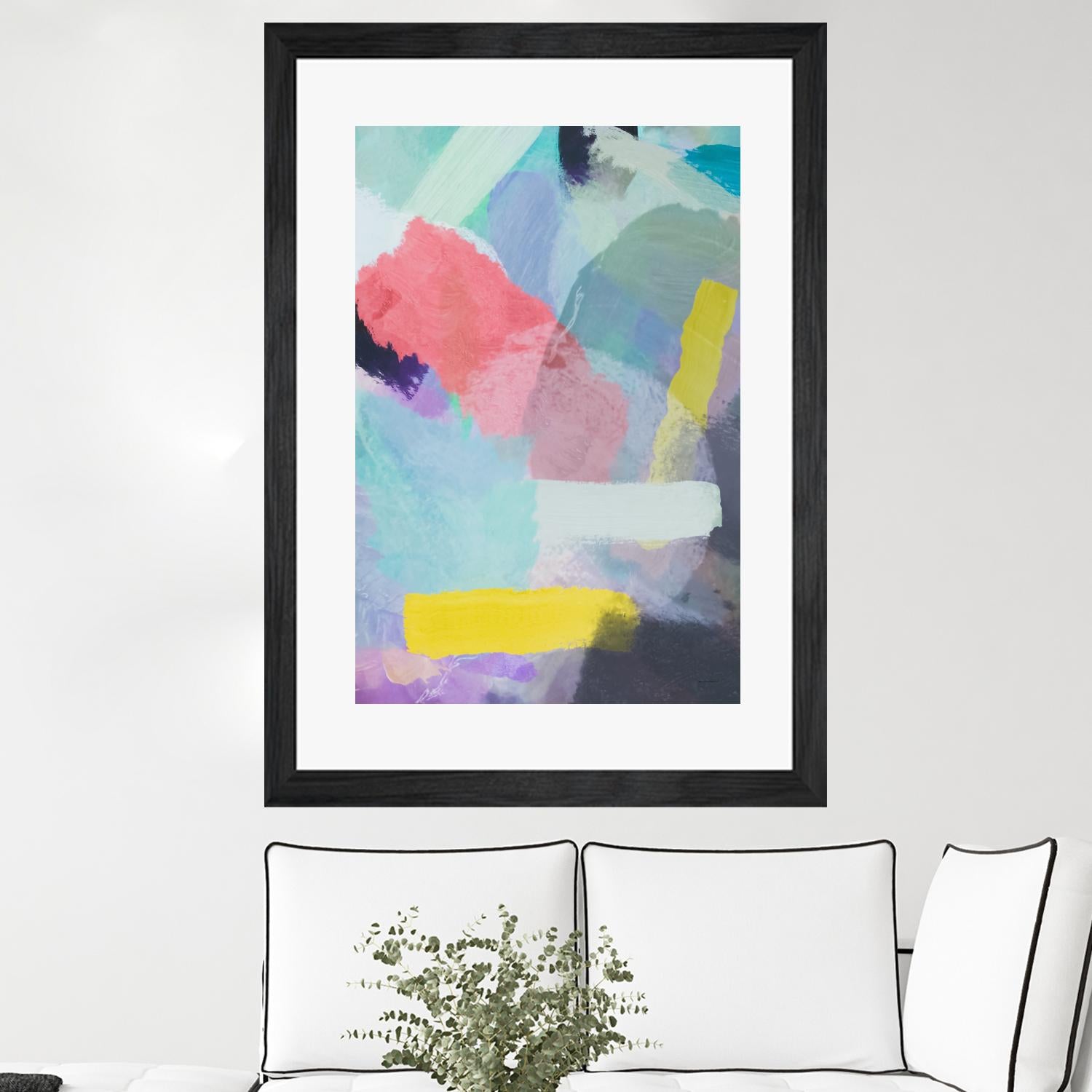 brush painting texture abstract in blue pink yellow green by mrvell on GIANT ART