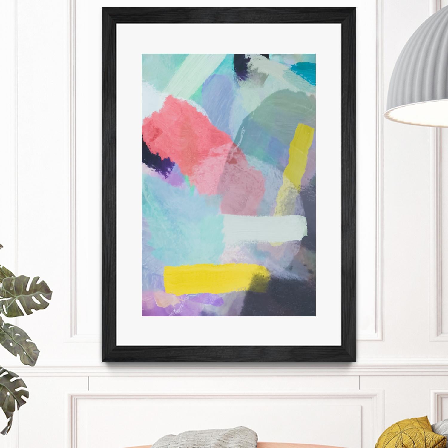 brush painting texture abstract in blue pink yellow green by mrvell on GIANT ART