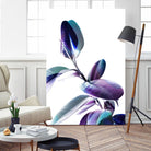 Minimal Rubber foliage in Blue and Purple on White by Dominique Vari on GIANT ART