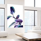 Minimal Rubber foliage in Blue and Purple on White by Dominique Vari on GIANT ART