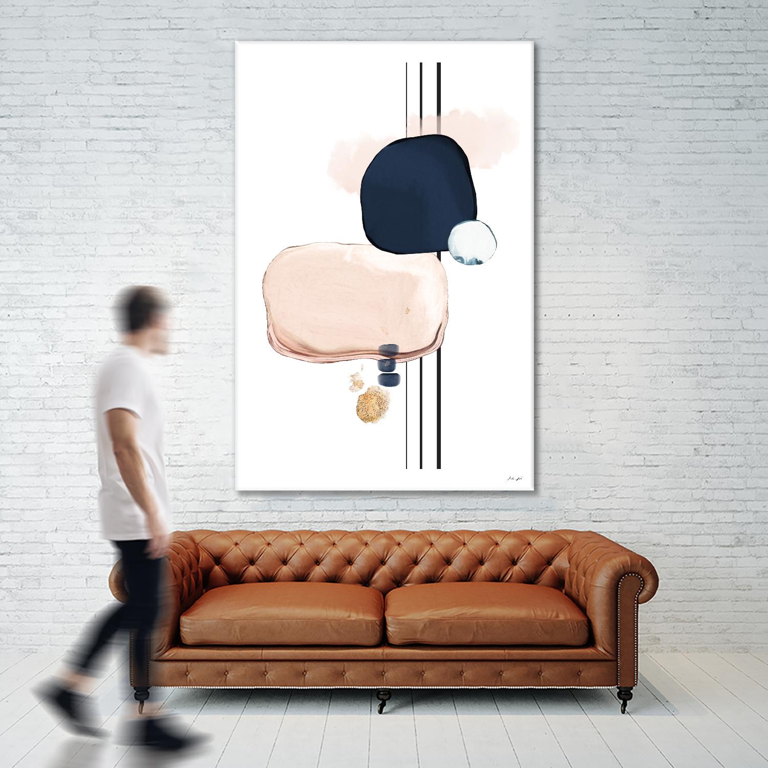 Abstract Study Blush and Navy Blue by Nordic Print Studio on GIANT ART