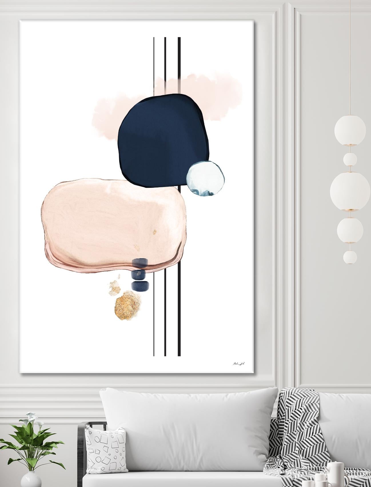 Abstract Study Blush and Navy Blue by Nordic Print Studio on GIANT ART