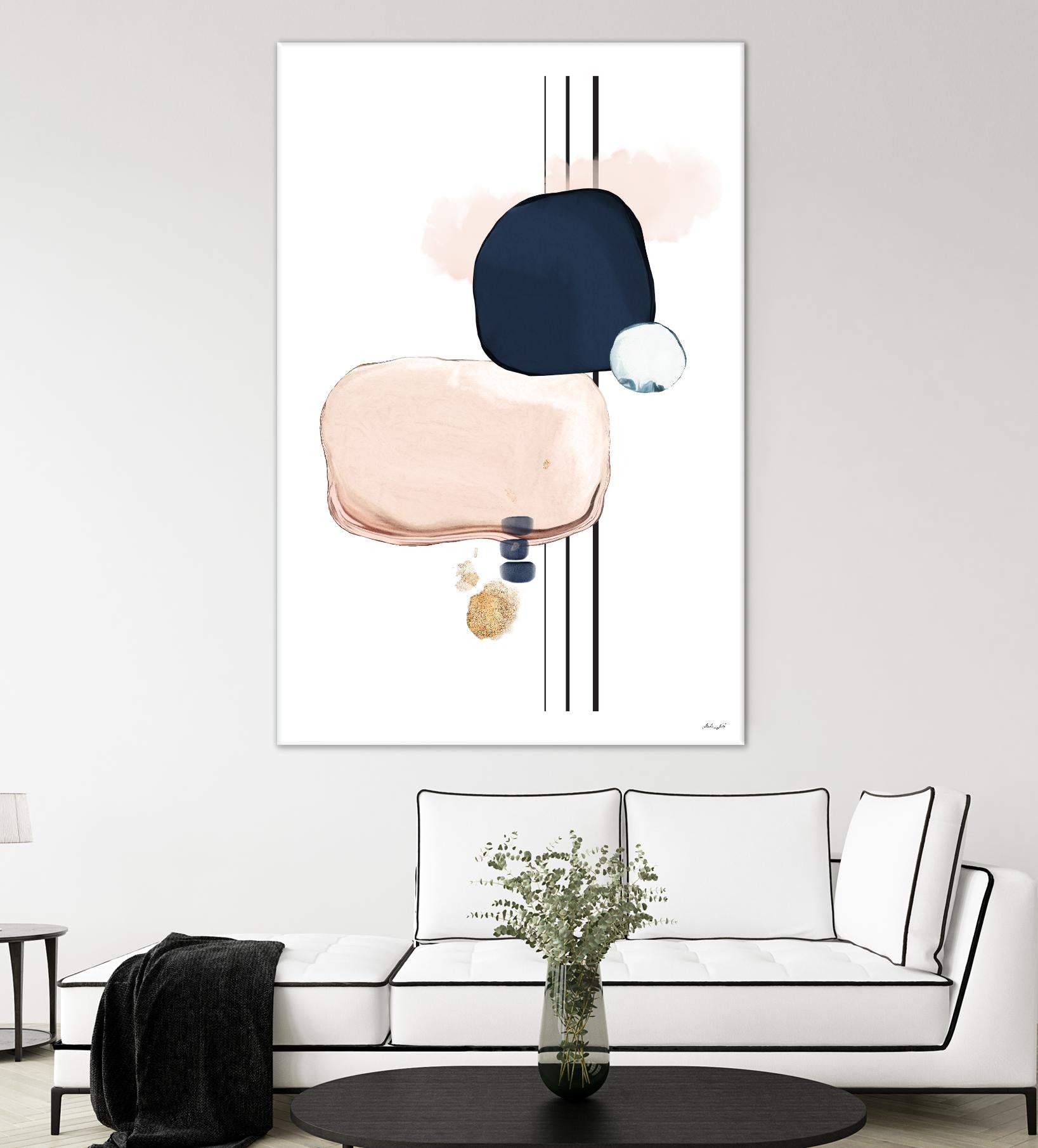 Abstract Study Blush and Navy Blue by Nordic Print Studio on GIANT ART