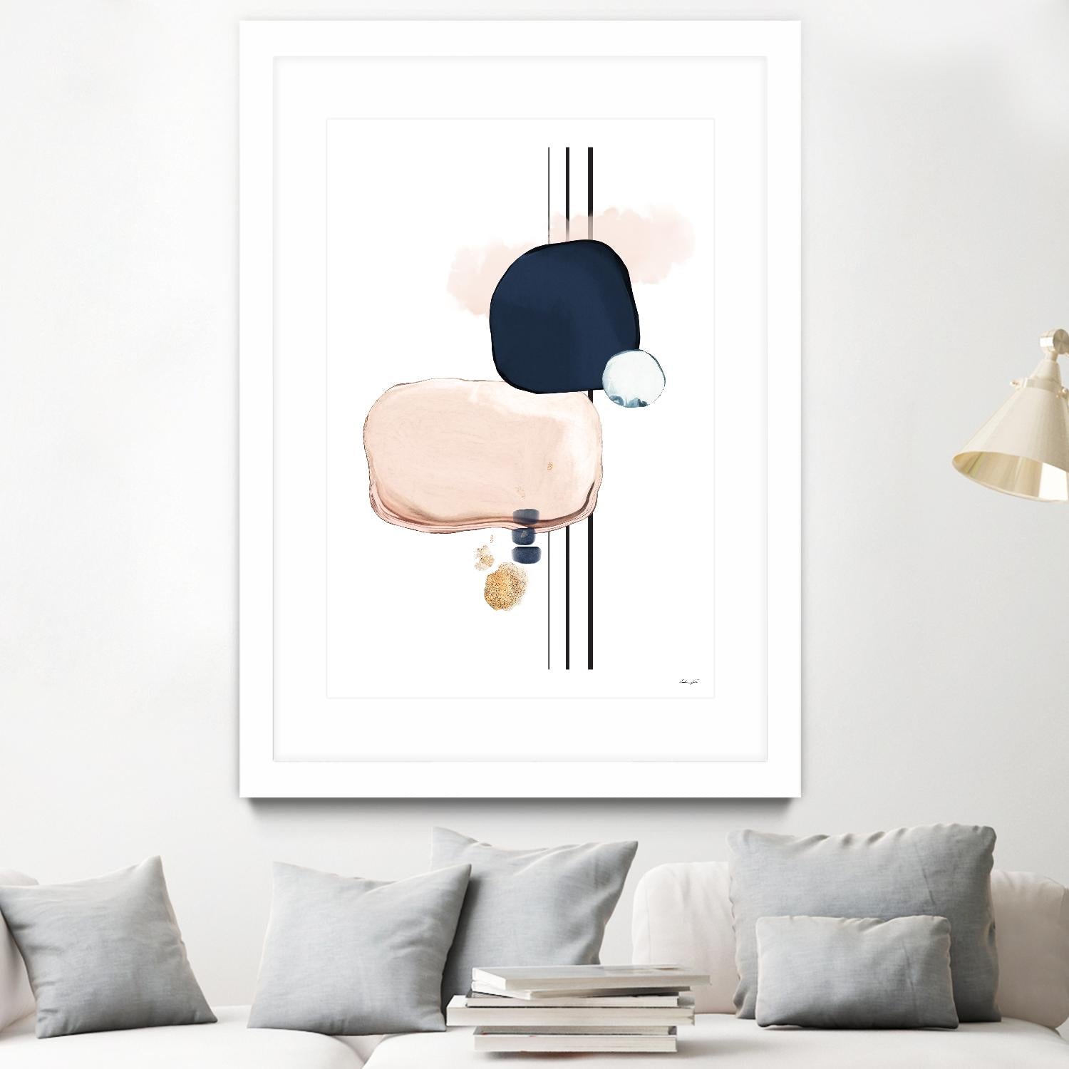 Abstract Study Blush and Navy Blue by Nordic Print Studio on GIANT ART