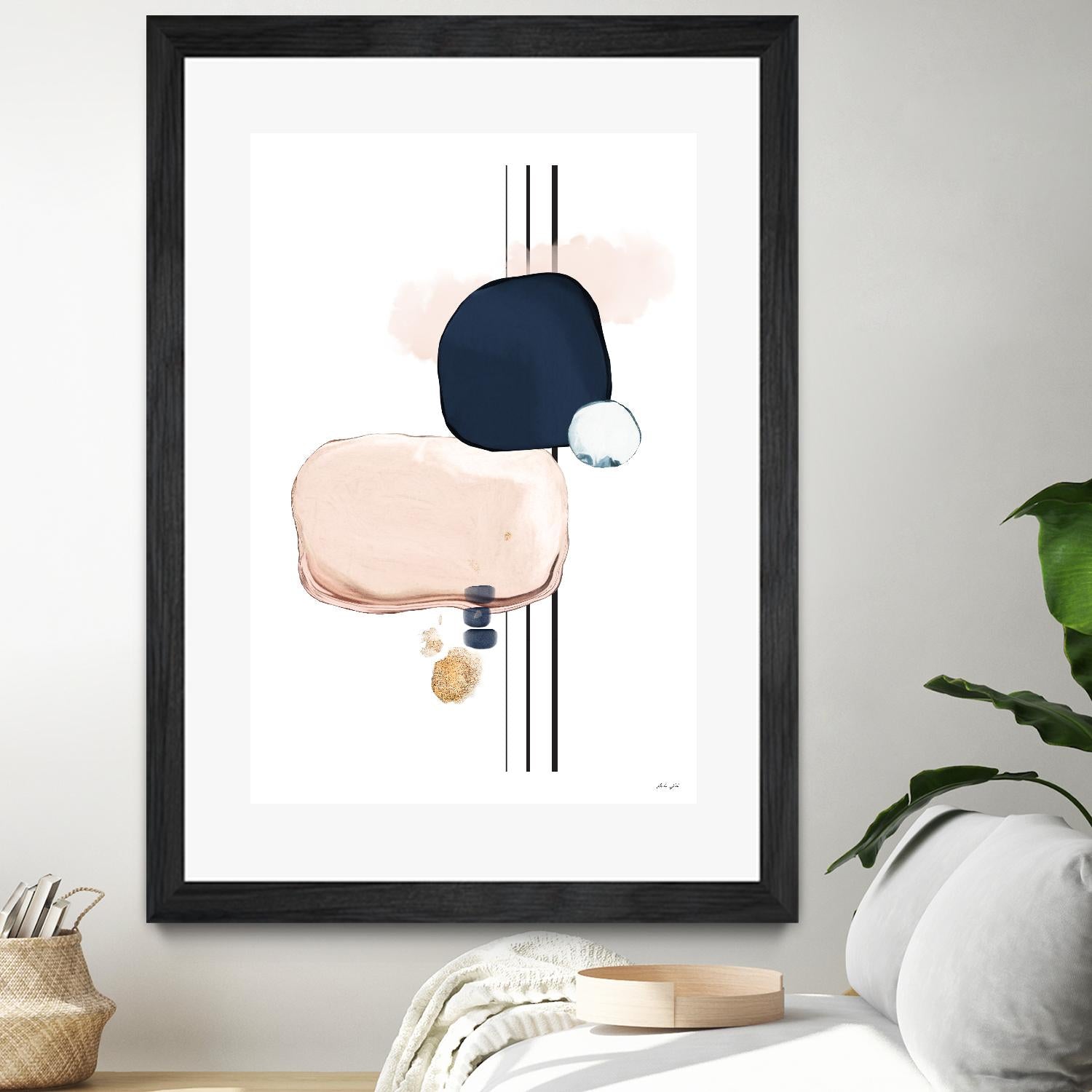 Abstract Study Blush and Navy Blue by Nordic Print Studio on GIANT ART