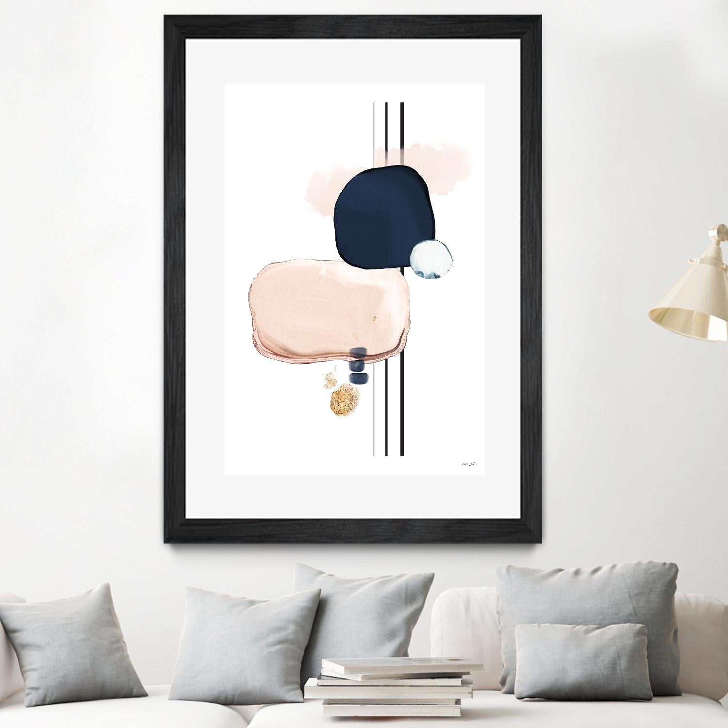 Abstract Study Blush and Navy Blue by Nordic Print Studio on GIANT ART