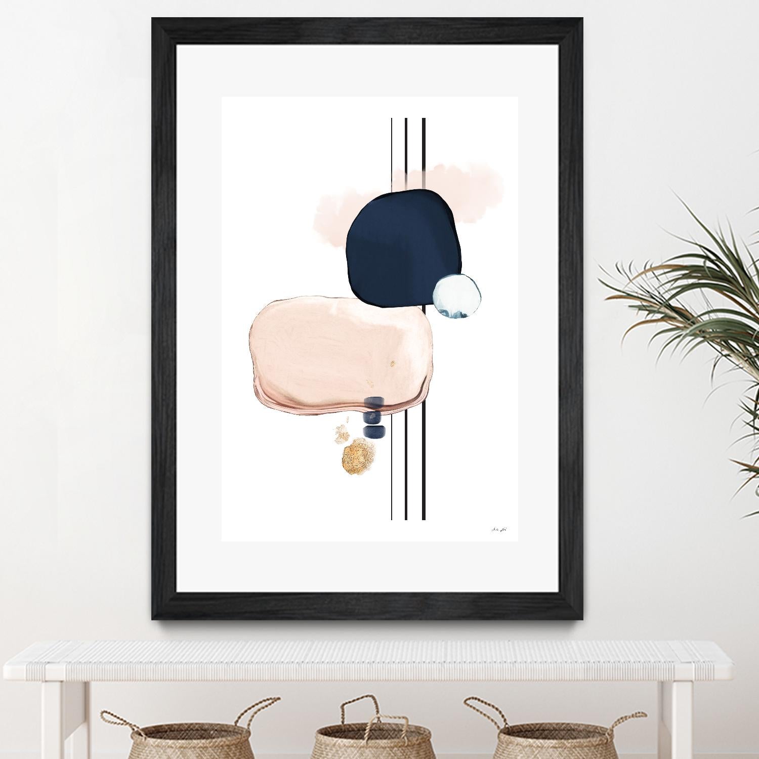 Abstract Study Blush and Navy Blue by Nordic Print Studio on GIANT ART