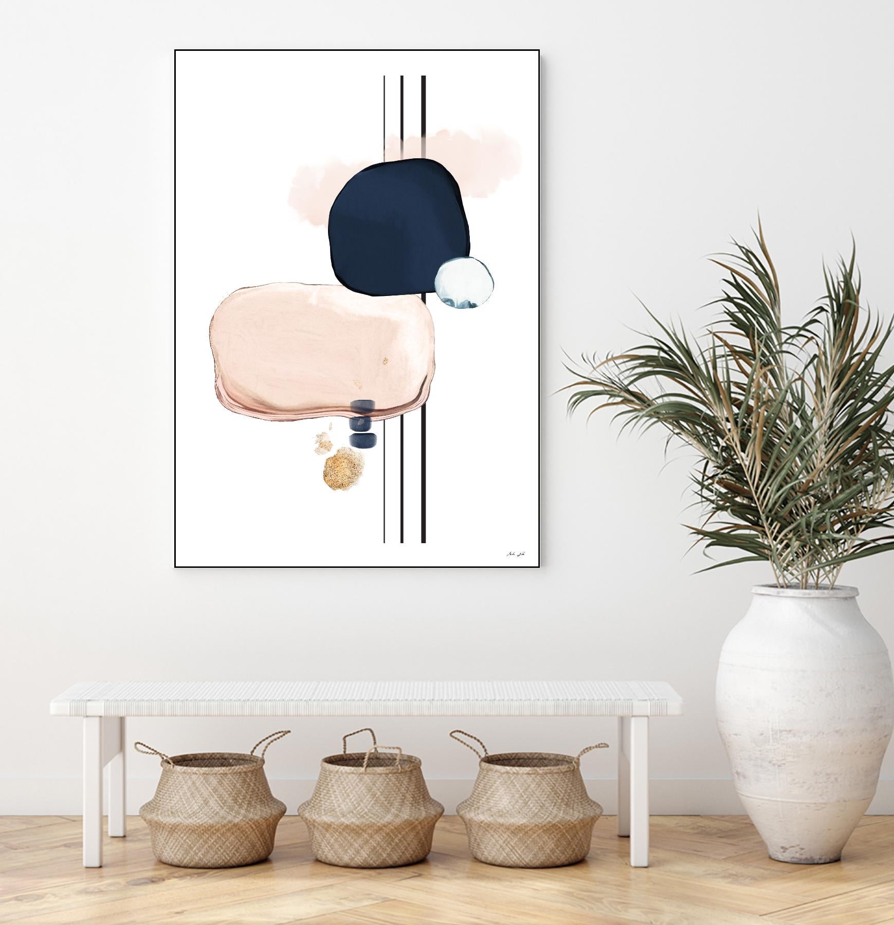 Abstract Study Blush and Navy Blue by Nordic Print Studio on GIANT ART