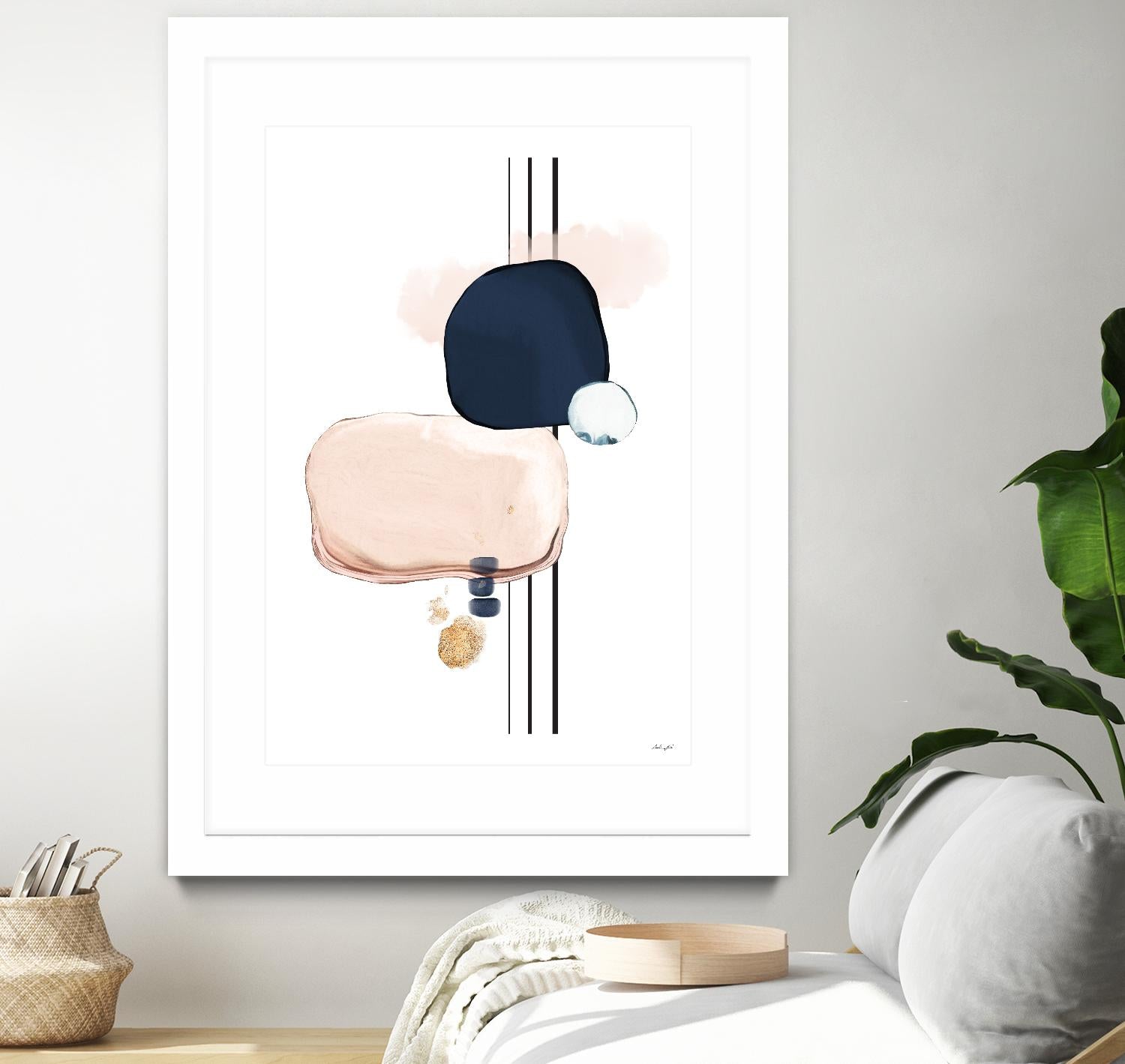 Abstract Study Blush and Navy Blue by Nordic Print Studio on GIANT ART