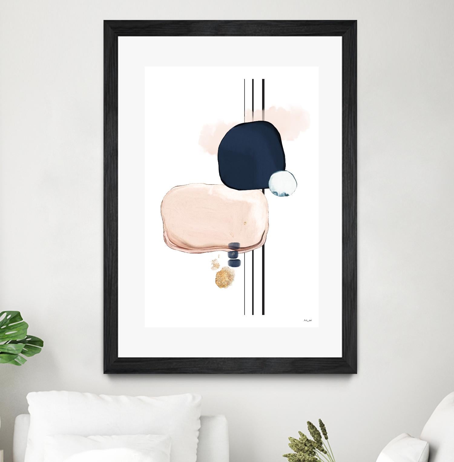 Abstract Study Blush and Navy Blue by Nordic Print Studio on GIANT ART