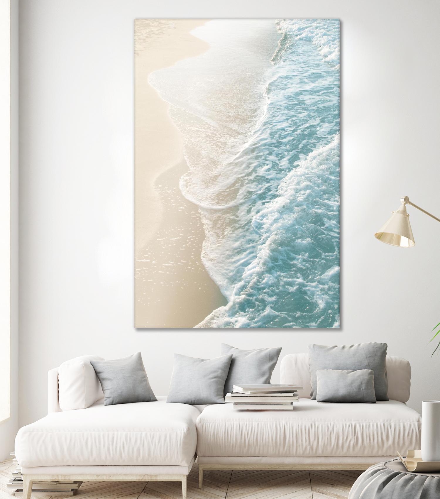 Soft Teal Gold Ocean Dream Waves #1  by Anita's & Bella's Art on GIANT ART - beige coastal sand