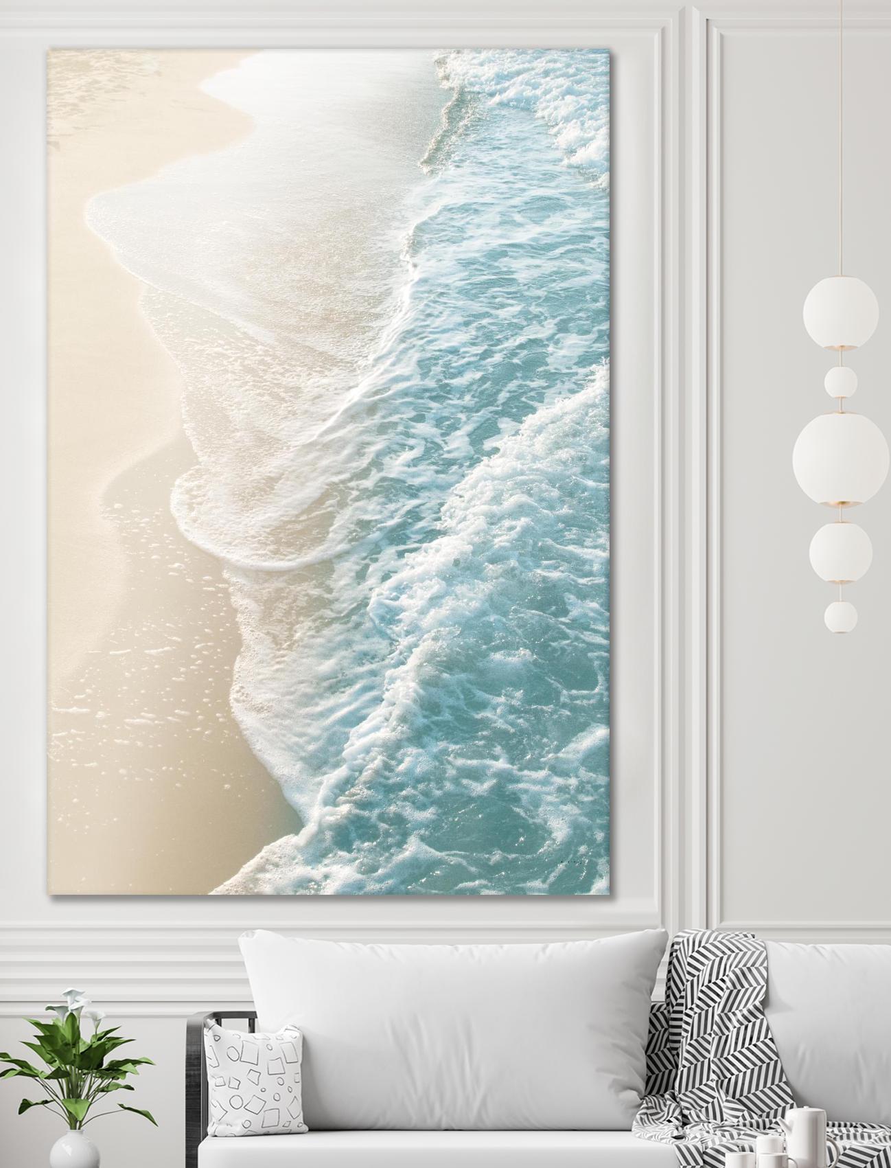 Soft Teal Gold Ocean Dream Waves #1  by Anita's & Bella's Art on GIANT ART - beige coastal sand