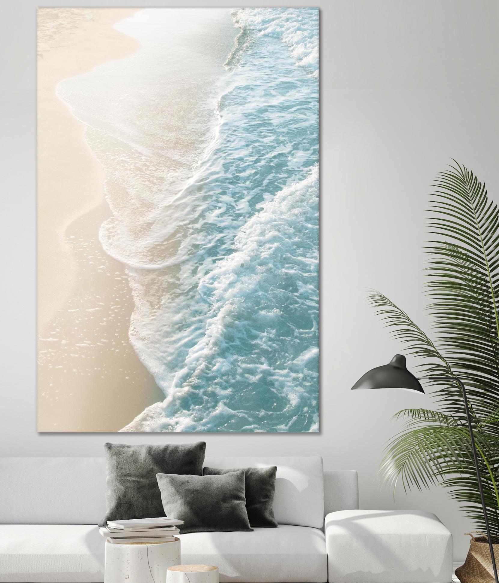 Soft Teal Gold Ocean Dream Waves #1  by Anita's & Bella's Art on GIANT ART - beige coastal sand